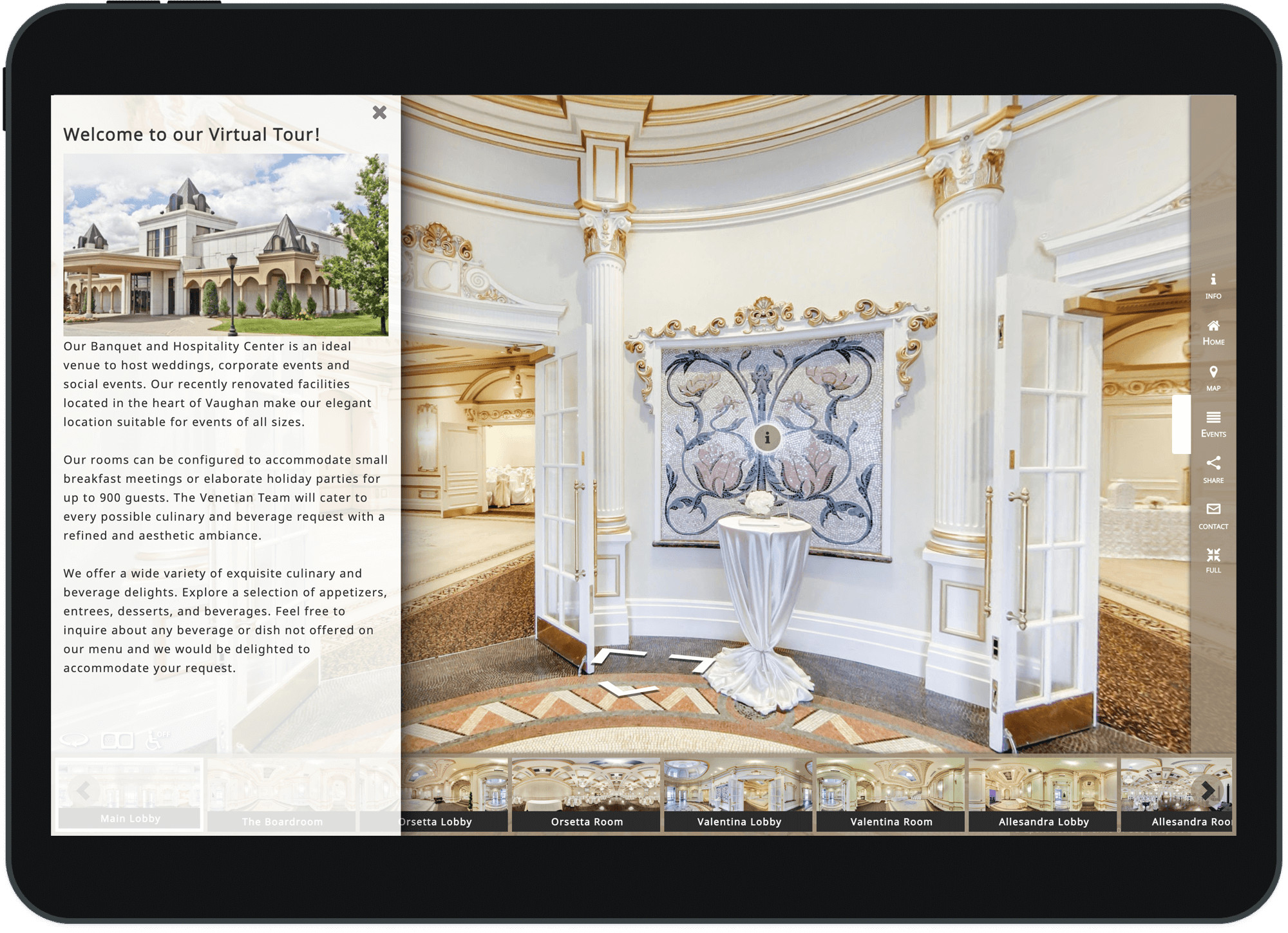 Event Venue Custom 360° Virtual Tour